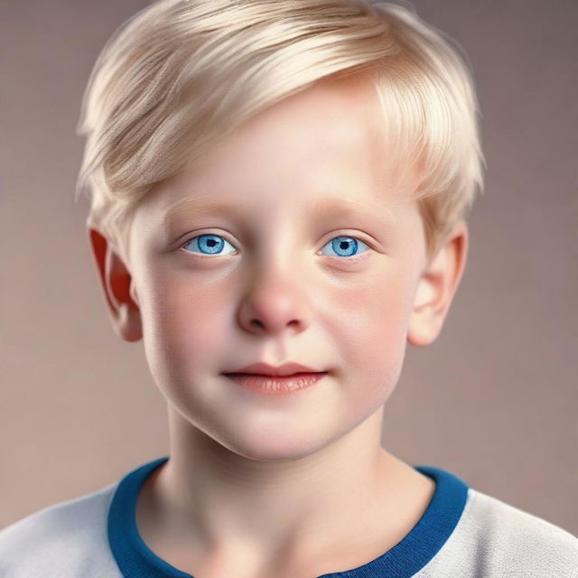 An ultra-realistic, 4K image of a blonde German boy with blue eyes, described as beautiful and perfect