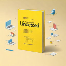 Design a book cover for 'R Programming Unlocked: Easy Learning for All' with a yellow background