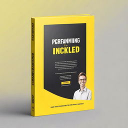 Design a book cover for 'R Programming Unlocked: Easy Learning for All' with a yellow background