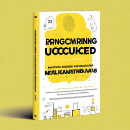 Design a book cover for 'R Programming Unlocked: Easy Learning for All' with a yellow background