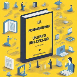 Design a book cover for 'R Programming Unlocked: Easy Learning for All' with a yellow background