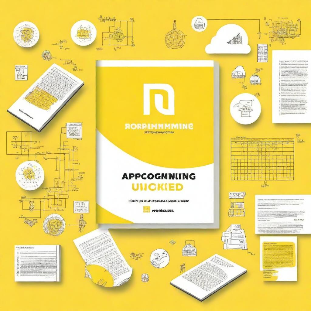 Design a book cover for 'R Programming Unlocked: Easy Learning for All' with a yellow background