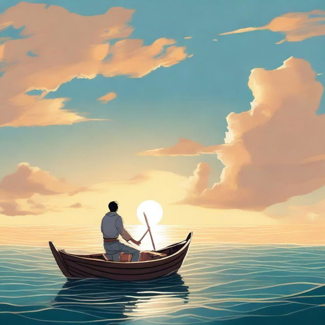 A person navigating the world by ocean, sailing on a small boat with a map in hand