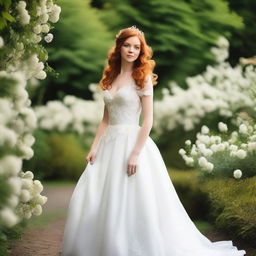 A beautiful young bride with ginger hair and green eyes