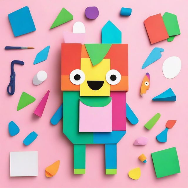 A DIY craft project featuring a paper Toca Boca character