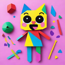 A DIY craft project featuring a paper Toca Boca character