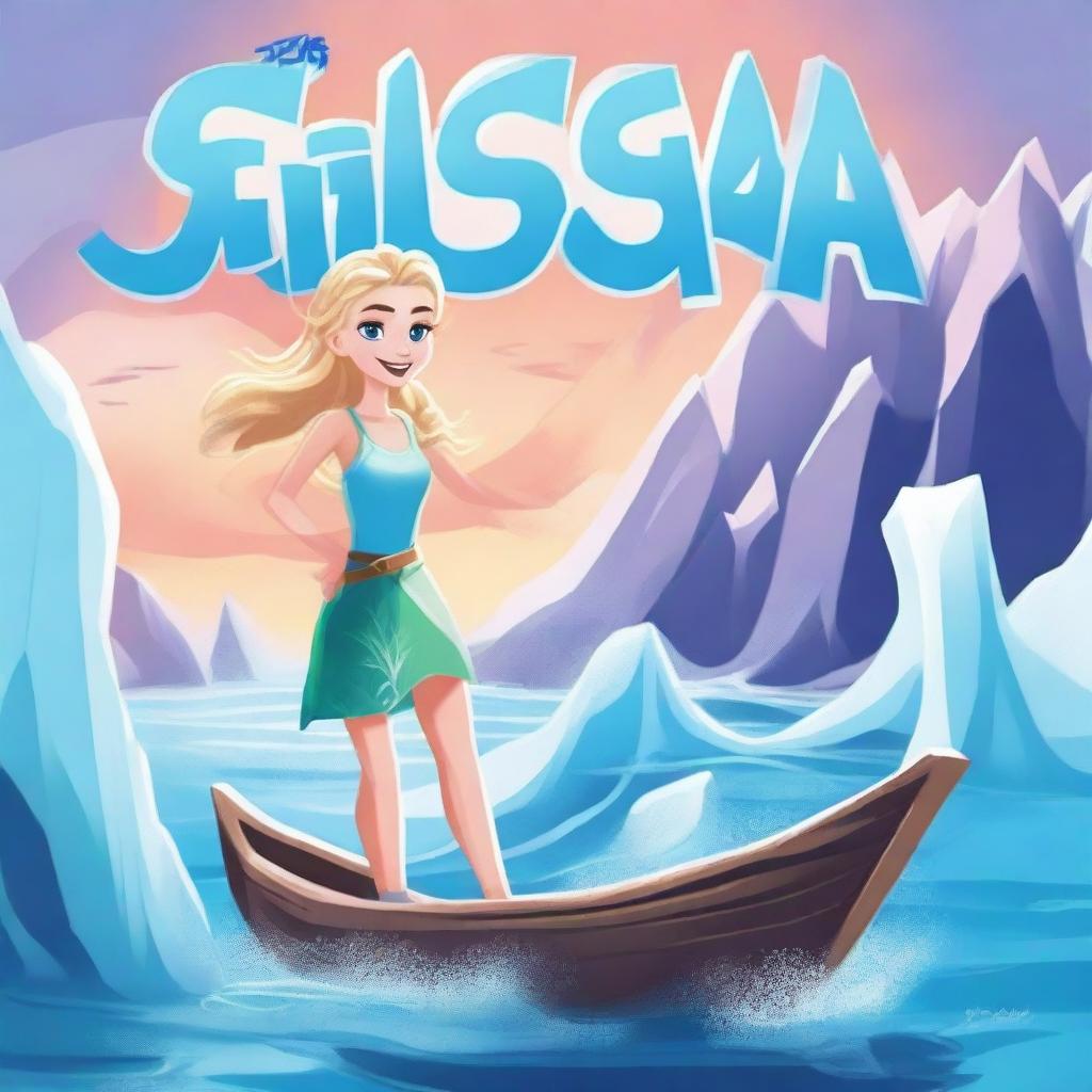 Create a young adult book cover titled 'The Adventures of Elsa and the Arctic Mermaids'