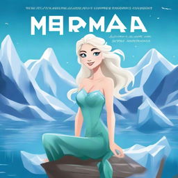 Create a young adult book cover titled 'The Adventures of Elsa and the Arctic Mermaids'