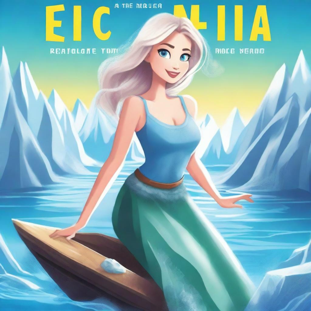 Create a young adult book cover titled 'The Adventures of Elsa and the Arctic Mermaids'