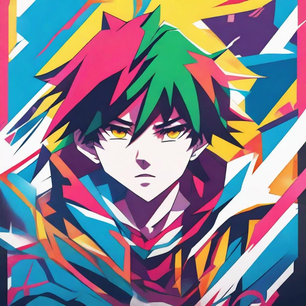 Create a vibrant and dynamic poster featuring an anime character