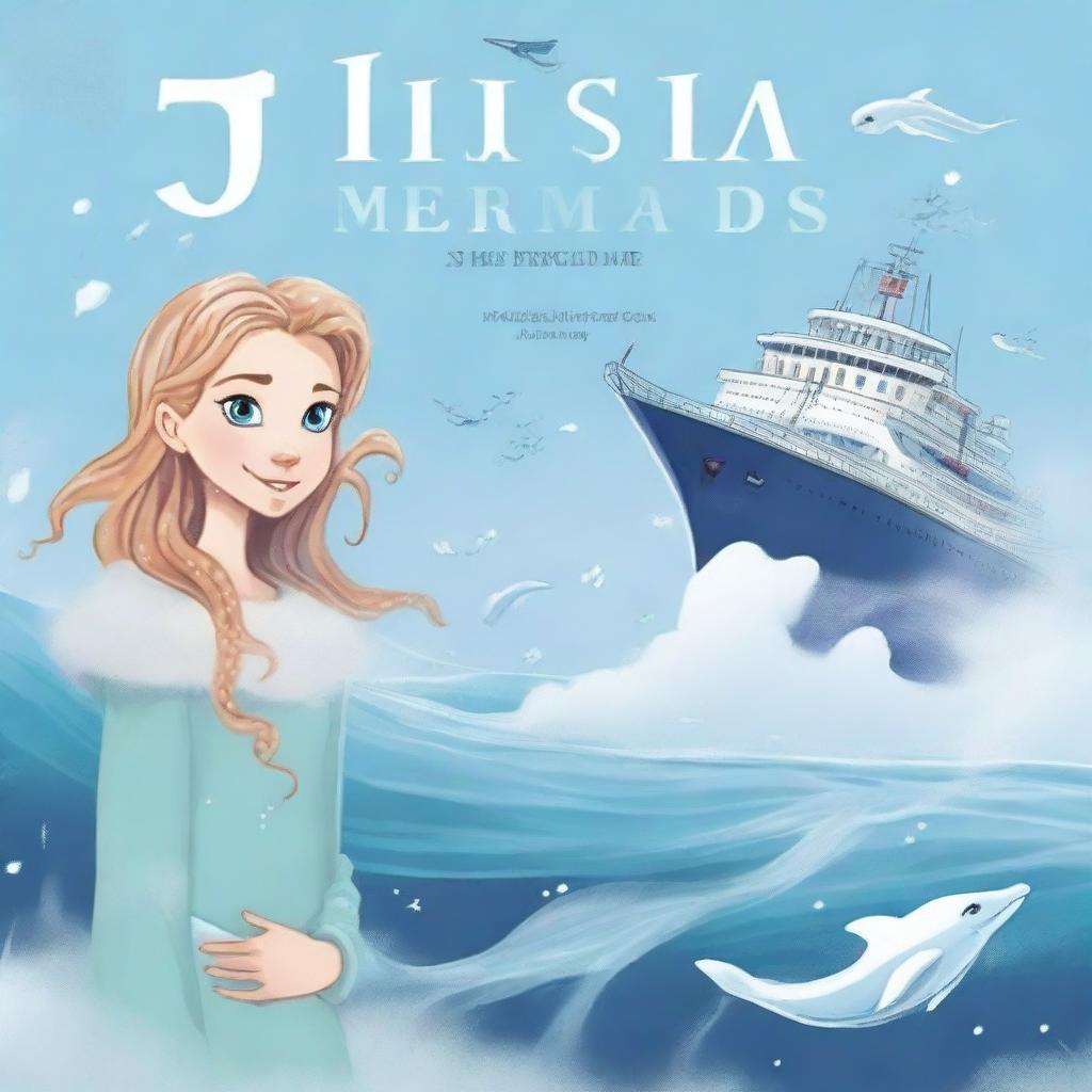 Design a book cover for the maritime-themed young adult novel ‘The Adventures of 3lsa and the Arctic Mermaids’