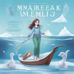 Design a book cover for the maritime-themed young adult novel ‘The Adventures of 3lsa and the Arctic Mermaids’