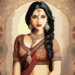 An image of a sexy young Indian woman, depicted in a tasteful and elegant manner