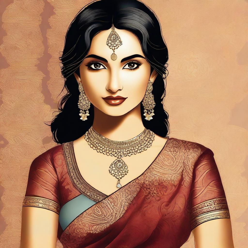 An image of a sexy young Indian woman, depicted in a tasteful and elegant manner