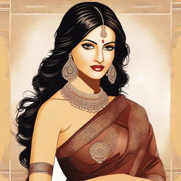 An image of a sexy young Indian woman, depicted in a tasteful and elegant manner