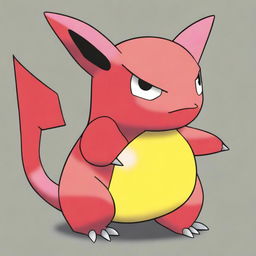 Create a unique and original Pokémon character with vibrant colors and imaginative features