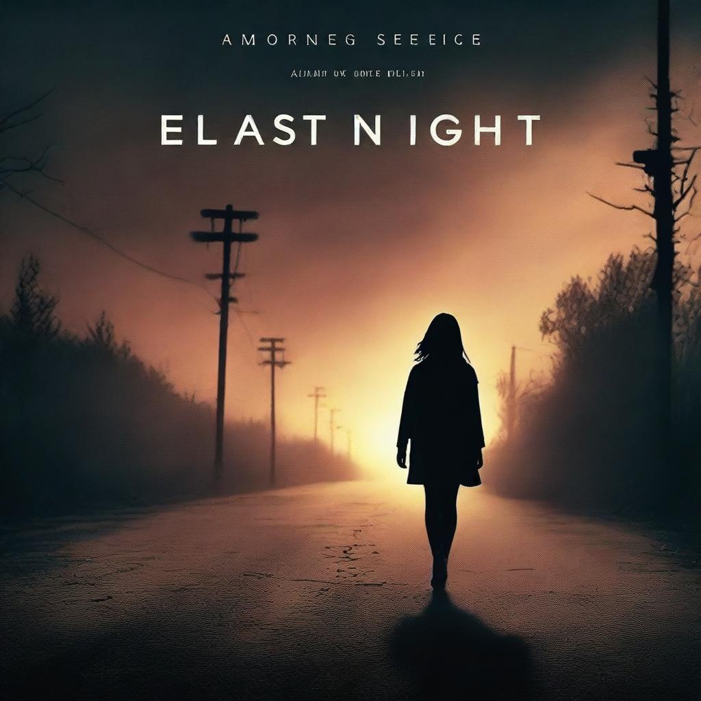 A movie poster titled 'THE LAST NIGHT' featuring a girl walking alone on an empty road