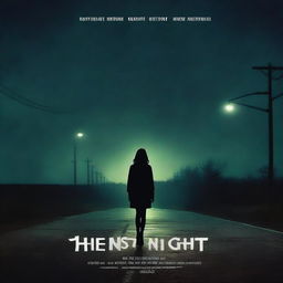 A movie poster titled 'THE LAST NIGHT' featuring a girl walking alone on an empty road