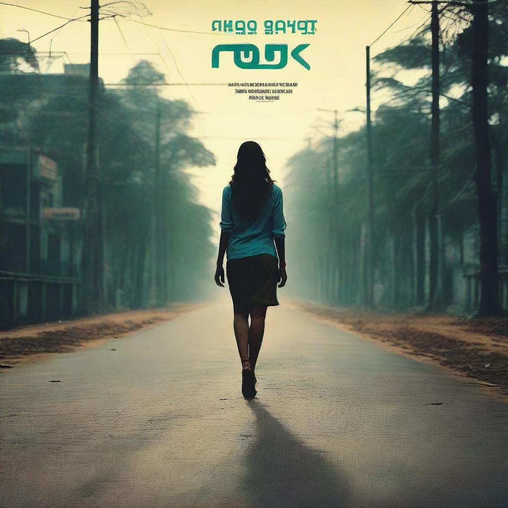 A movie poster named 'Oru Kaalai Neram' featuring a girl walking alone on an empty road