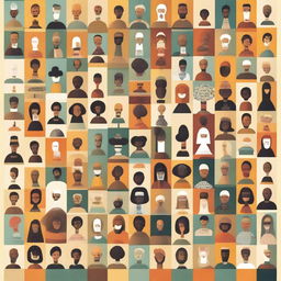 La imagen muestra un póster vertical con personas de diversas partes del mundo