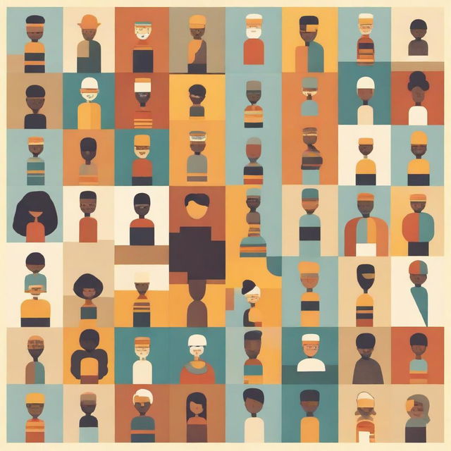 La imagen muestra un póster vertical con personas de diversas partes del mundo