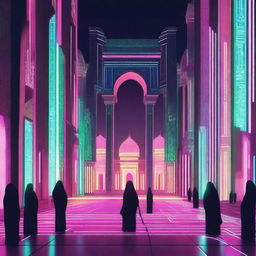 An abstract representation of a futuristic technological dystopian Arab environment