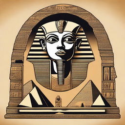 An incredible and detailed drawing for a T-shirt featuring ancient Egypt