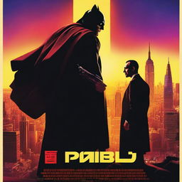 A captivating film poster featuring a dramatic scene with a hero and a villain facing off