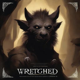 A dramatic movie poster for 'Wretched Face Cavern' featuring an evil gnoll druid with a sinister expression