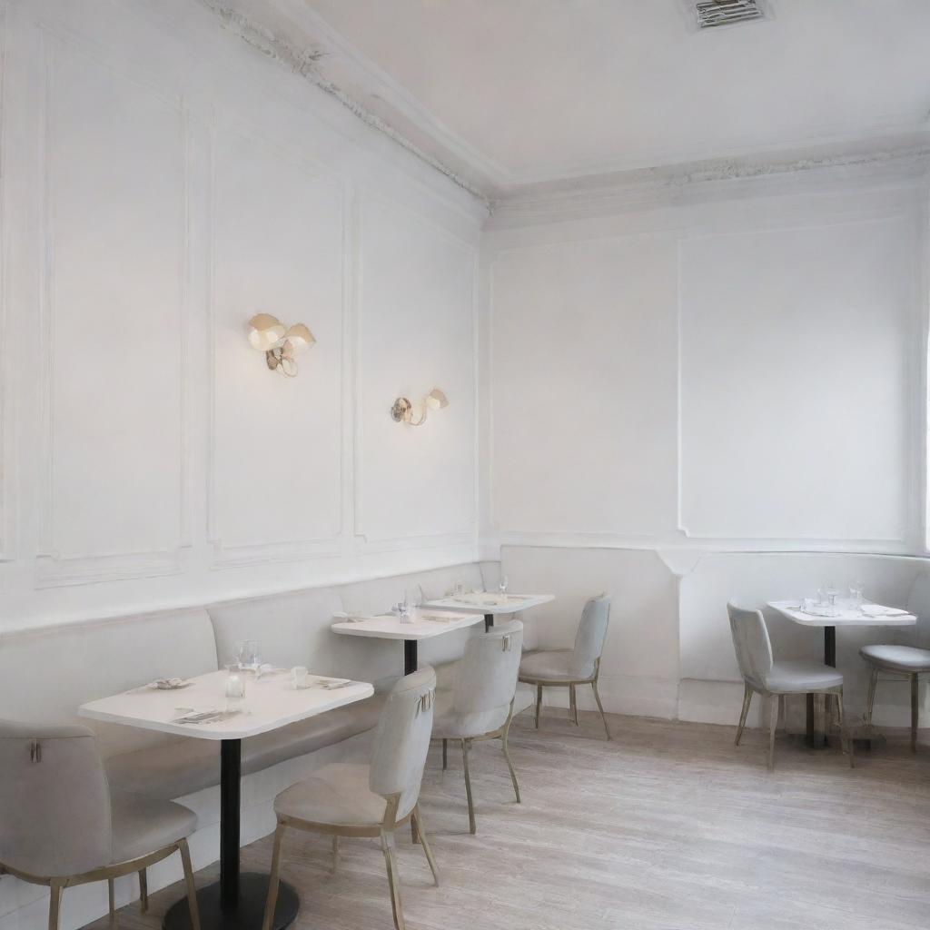 Design a themed restaurant with white-painted walls.