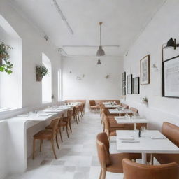 Design a themed restaurant with white-painted walls.