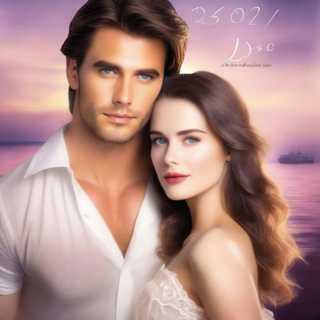 A romance book cover featuring a handsome man in the foreground, with two beautiful women standing behind him