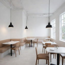 Design a themed restaurant with white-painted walls.