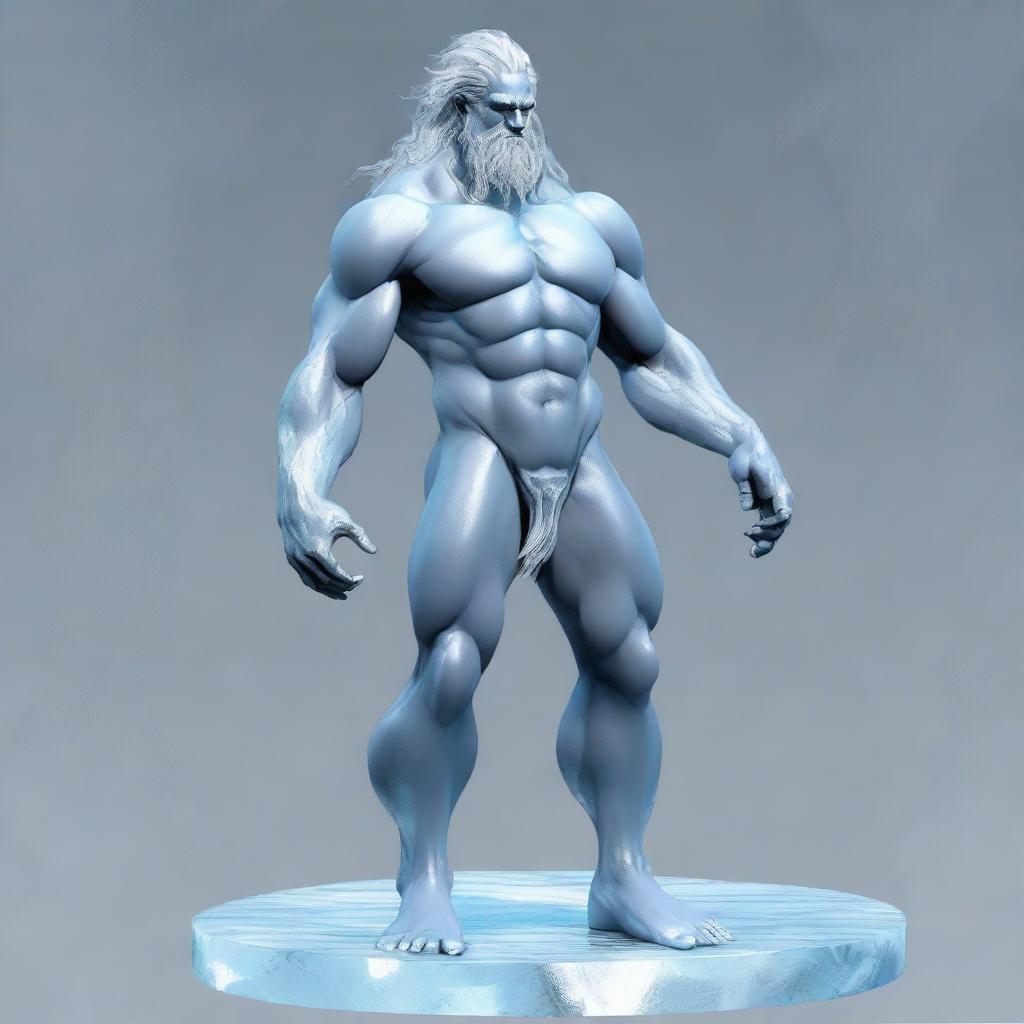 Glacius Icesea is a tall and imposing figure at 6'2" (188 cm) with a lithe yet strong build, weighing around 180 lbs (82 kg)