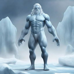 Glacius Icesea is a tall and imposing figure at 6'2" (188 cm) with a lithe yet strong build, weighing around 180 lbs (82 kg)