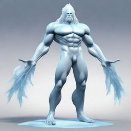 Glacius Icesea is a tall and imposing figure at 6'2" (188 cm) with a lithe yet strong build, weighing around 180 lbs (82 kg)