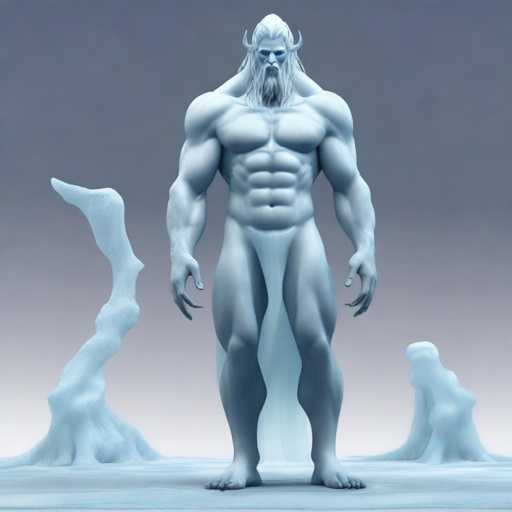 Glacius Icesea is a tall and imposing figure at 6'2" (188 cm) with a lithe yet strong build, weighing around 180 lbs (82 kg)