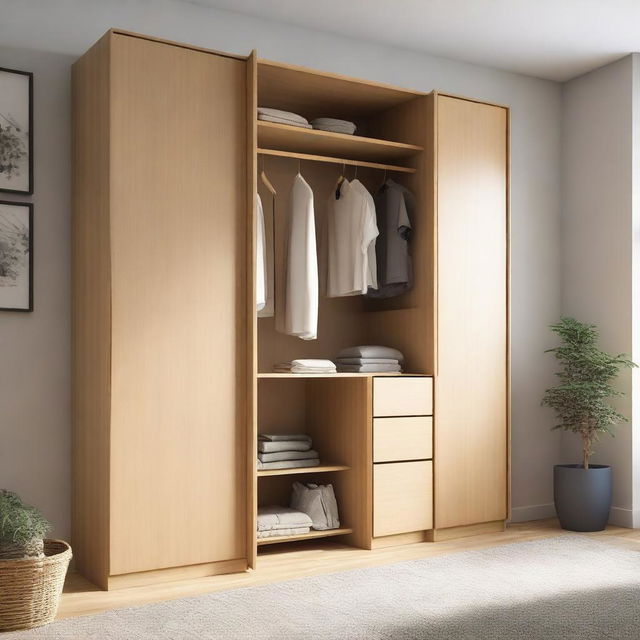 A detailed image of a wall-mounted wardrobe