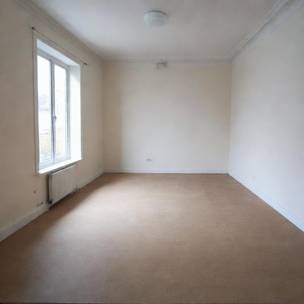 Create an image of an empty room measuring 9 square meters.