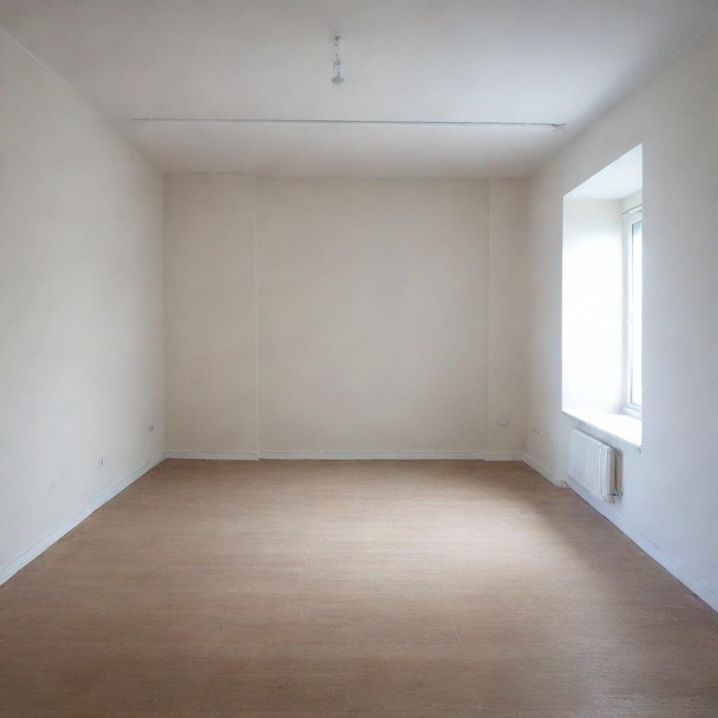 Create an image of an empty room measuring 9 square meters.