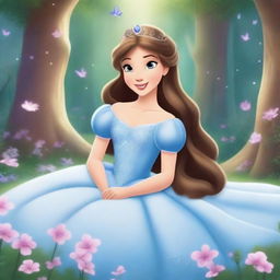 A beautiful princess in a deep, magical sleep, surrounded by an enchanted forest