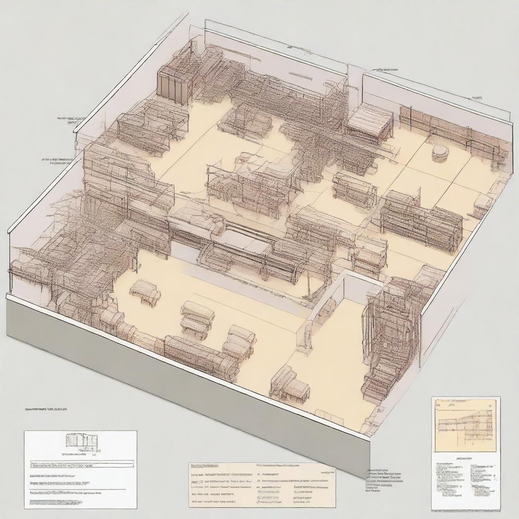 Create a detailed floor plan illustration for an Italian pasta production plant