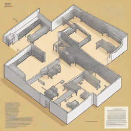 Create a detailed floor plan illustration for an Italian pasta production plant