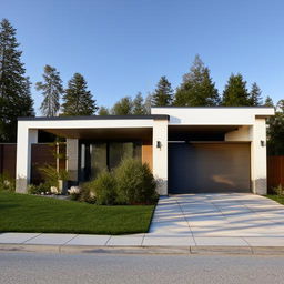 A meticulously detailed 28x43 foot house, true to a modern architectural design, complete with a well-tended front yard.