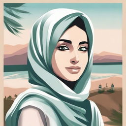 A beautiful illustration of a Muslim girl wearing a hijab