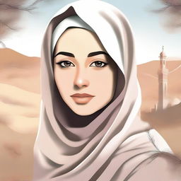 A beautiful illustration of a Muslim girl wearing a hijab