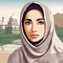 A beautiful illustration of a Muslim girl wearing a hijab