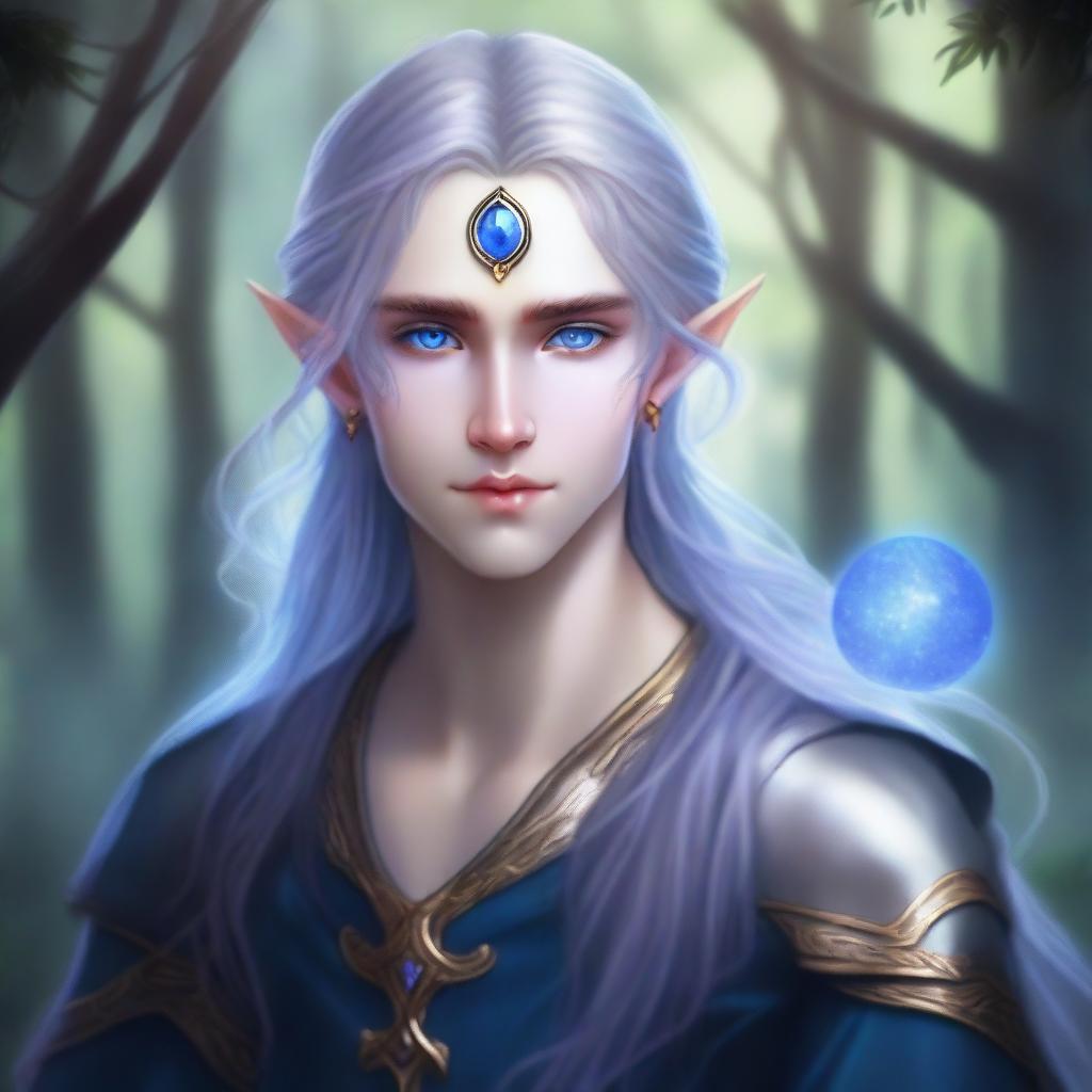 A young male moon elf orphan with a cursed mark on his skin