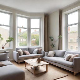 A cozy living room with an area of 20 square meters