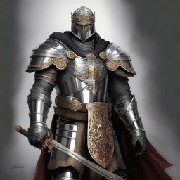 Create a portrait image of a Dungeons and Dragons paladin set in a dark medieval fantasy setting